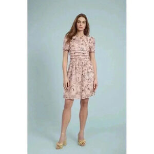 New Rachel Parcell Pink Sequin Tulle Embroidered Short Sleeve Dress Size 8